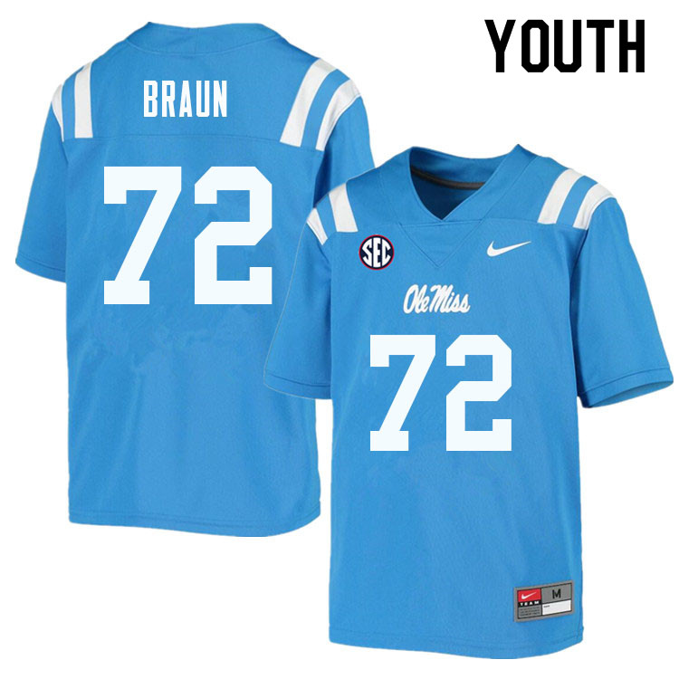 Tobias Braun Ole Miss Rebels NCAA Youth Powder Blue #72 Stitched Limited College Football Jersey HJK7558FW